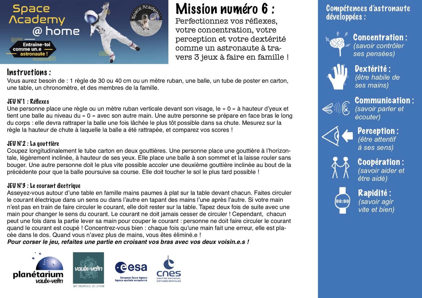 Missions du Planétarium 6 à 10