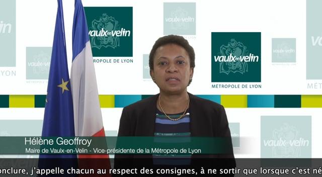 Message aux Vaudais d’Hélène Geoffroy, maire de Vaulx-en-Velin & Vice-présidente de la Métropole de Lyon – 13 Novembre 2020