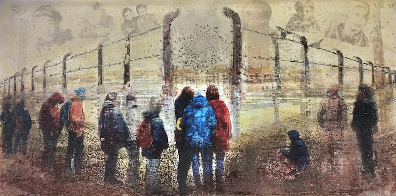 Auschwitz-Birkenau. L’immensité de l’inhumain. Techniques mixtes sur plexiglas, Francine Mayran (2020)