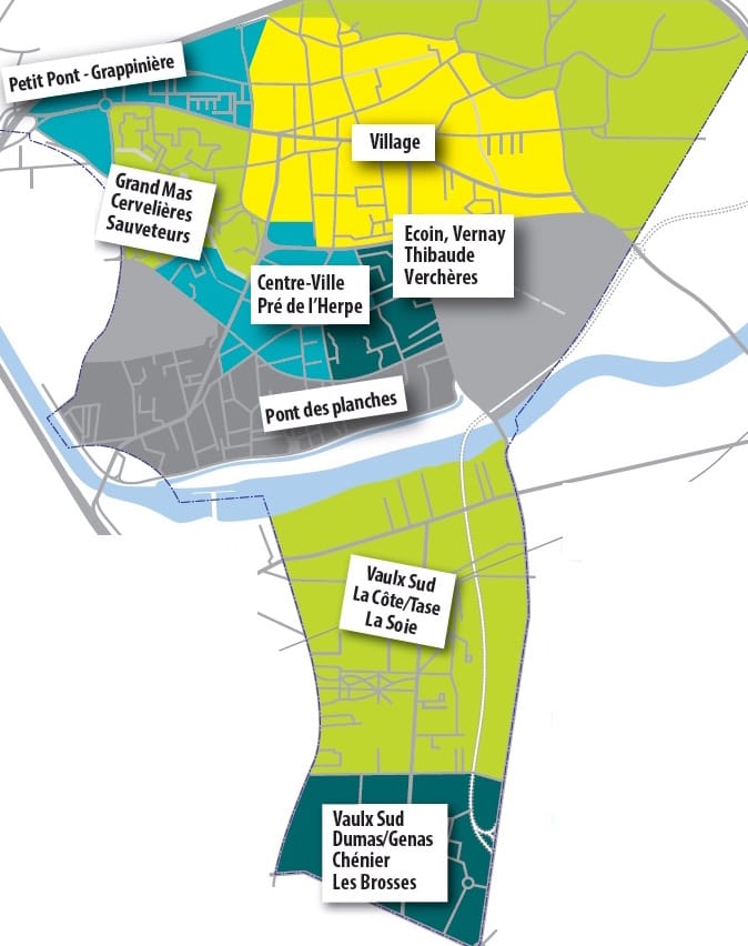 Visuel - Carte des Conseils de quartier de Vaulx‑en‑Velin