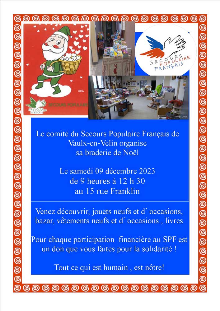 Braderie de Noël du Secours Populaire Français, samedi 9 décembre 2023