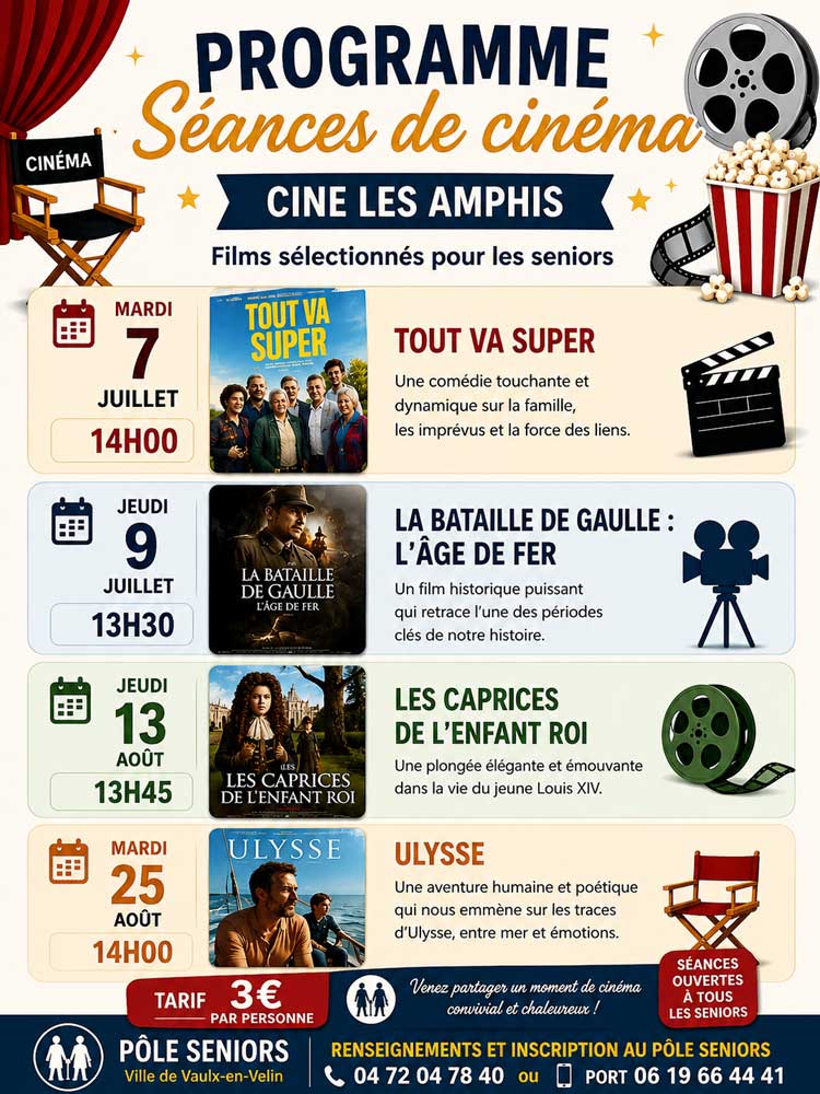 Séléction de films spéciale Seniors - été 2026
